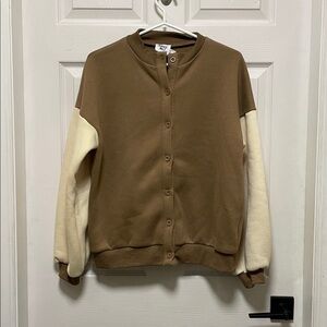 Princess Polly | Two Tone Tan/Cream | Button-Up | Fleece | Cardigan | Size 4